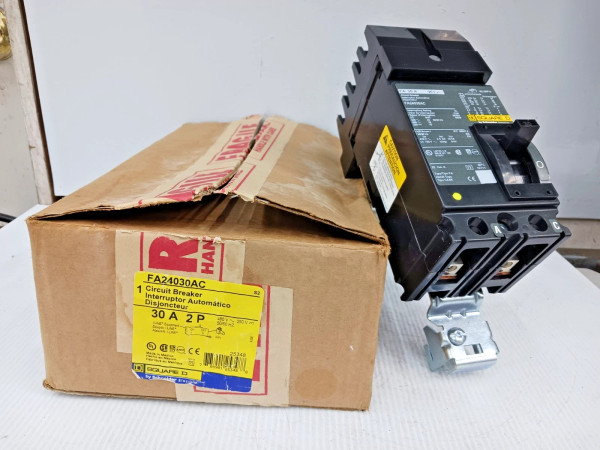 New Square D 30 Amp I-Line Circuit Breaker 2 Pole 480 VAC / 250 VDC FA24030AC