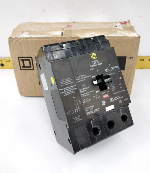 NEW SQUARE D 100 AMP BOLT ON SHUNT TRIP CIRCUIT BREAKER 480 VAC 3P EGB34100SA