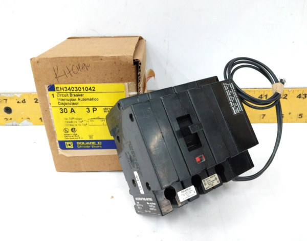 NEW SQUARE D 30 AMP SHUNT TRIP CIRCUIT BREAKER 480 VAC 3 POLE EH340301042