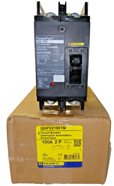 NEW SQUARE D POWERPACT 100 AMP CIRCUIT BREAKER 2 POLE 240 VAC QGP22100TM