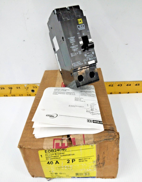 New Square D 40 Amp Bolt-On Circuit Breaker 480Y/277 VAC 2 Pole EDB24040