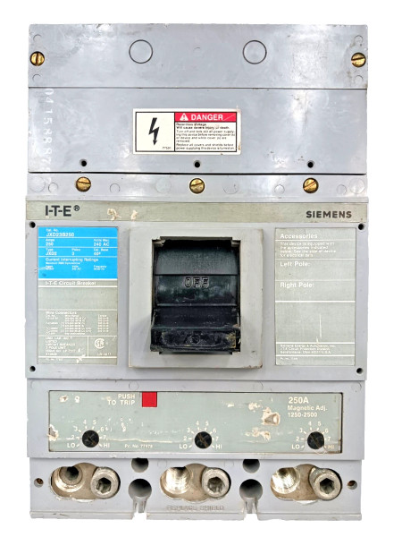 Siemens ITE 250 Amp Circuit Breaker 3 Pole 240 VAC JXD23B250