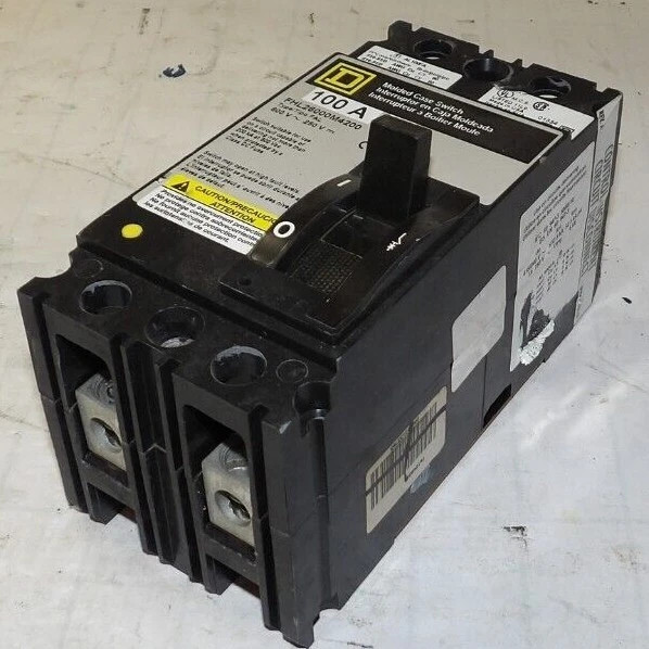 SQUARE D 100 AMP 2 POLE MOLDED CASE SWITCH 600 VAC 250 VDC FHL26000M4200