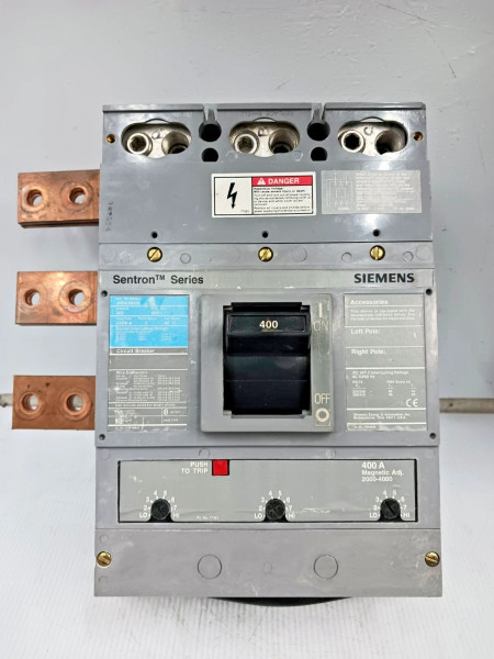 Siemens Sentron 400 Amp Circuit Breaker 3 Pole 600 VAC 35kA JXD63B400