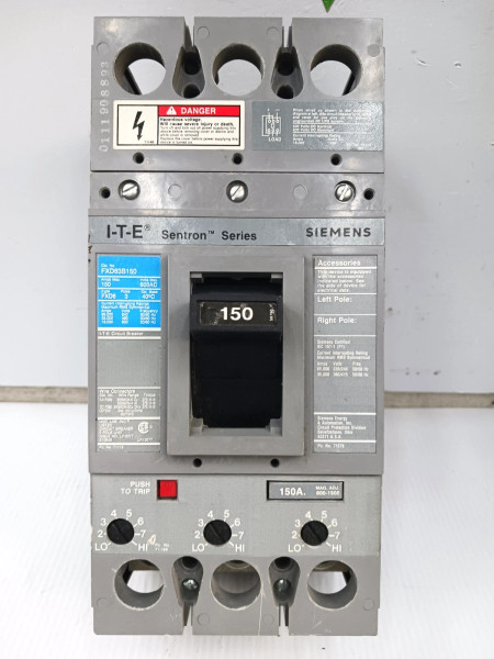 Siemens ITE Sentron 150 Amp Circuit Breaker 3 Pole 600 VAC FXD63B150 (Flawed)