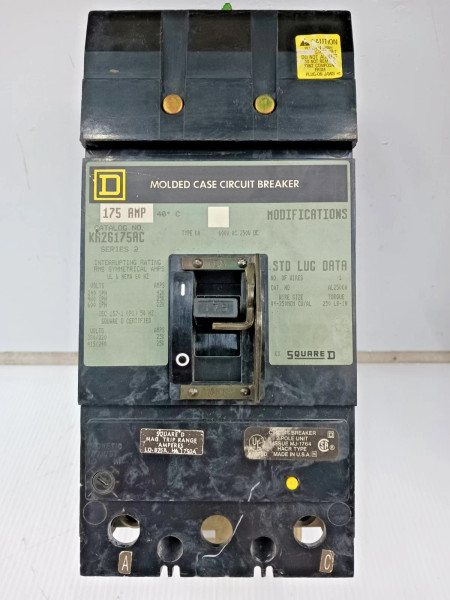 Square D 175 Amp I-Line Molded Case Circuit Breaker 2 Pole 600 VAC KA26175AC