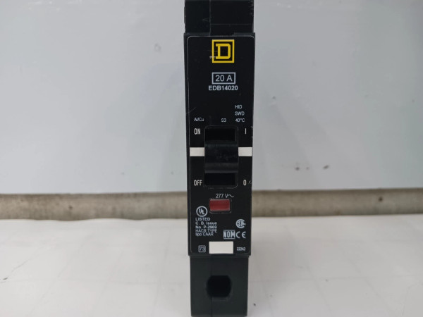 Square D 20 Amp Bolt-On Circuit Breaker 120/240/277 VAC 1 Pole EDB14020