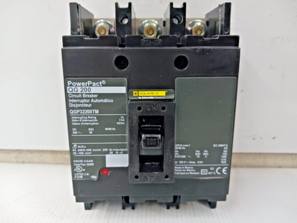 SQUARE D 200 AMP POWERPACT CIRCUIT BREAKER 3 POLE 240 VAC QGP32200TM