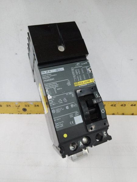 SQUARE D 20 AMP I-LINE CIRCUIT BREAKER 480 VAC / 250 VDC 2 POLE FA24020AC