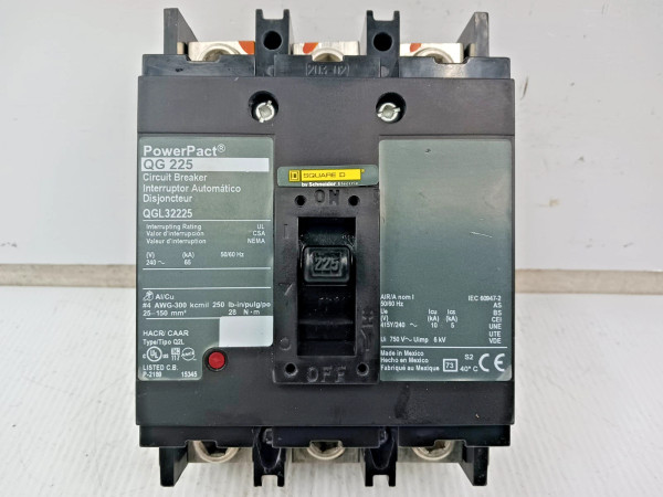 Square D 225 Amp Bolt-On Circuit Breaker 3 Pole 240 VAC 65kA QGL32225