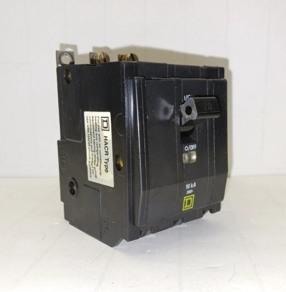 SQUARE D 20 AMP BOLT-ON CIRCUIT BREAKER 240 VAC 3 POLE 10 kA QOB320
