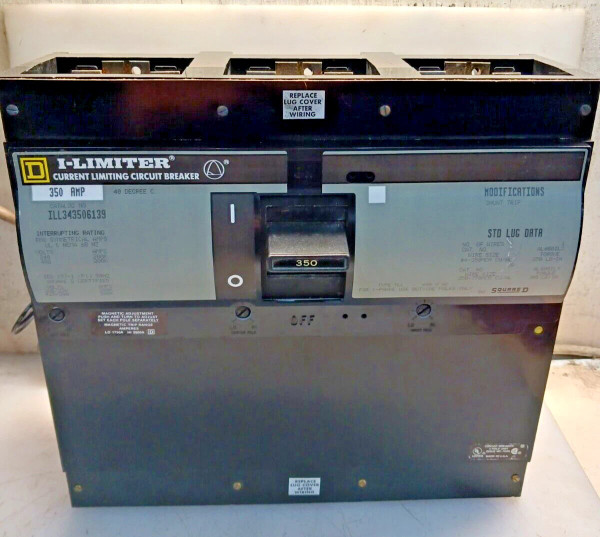 SQUARE D 350 AMP SHUNT TRIP CIRCUIT BREAKER 240/480 VAC 3 POLE ILL343506139