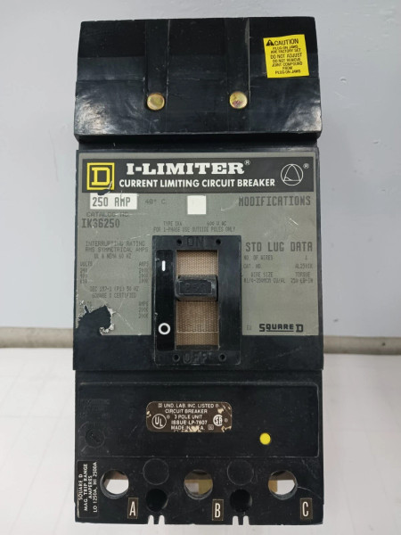 SQUARE D 250 AMP I-LINE CIRCUIT BREAKER 3 POLE 600 VAC IK36250