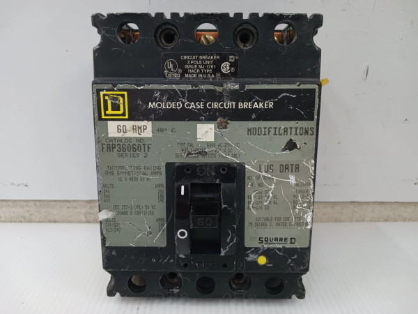 Square D 60 Amp Molded Case Circuit Breaker 3 Pole 600 VAC 18kA FAP36060TF