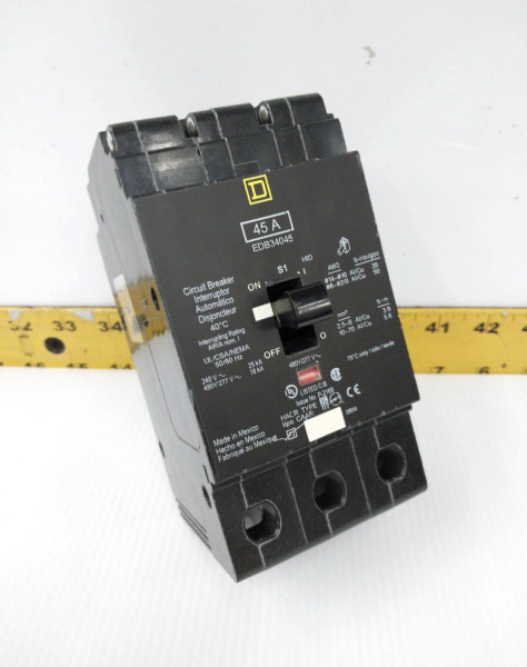 SQUARE D 45 AMP BOLT-ON CIRCUIT BREAKER 240 / 480Y/277 VAC 3 POLE EDB34045