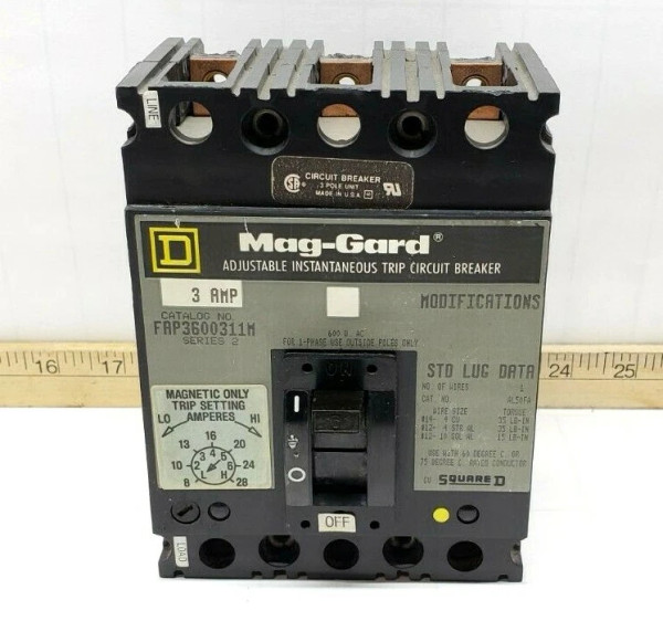 Square D 3 Amp Circuit Breaker 600 VAC 3 Pole FAP3600311M