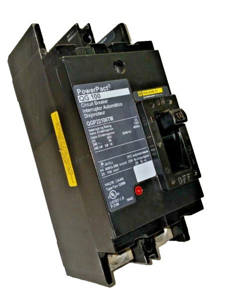 SQUARE D POWERPACT 100 AMP CIRCUIT BREAKER 2 POLE 240 VAC QGP22100TM