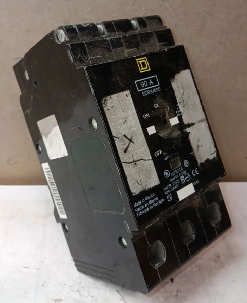 SQUARE D EDB34090 90AMP BOLT-ON CIRCUIT BREAKER 480Y/277 VAC 3 POLE *FLAW