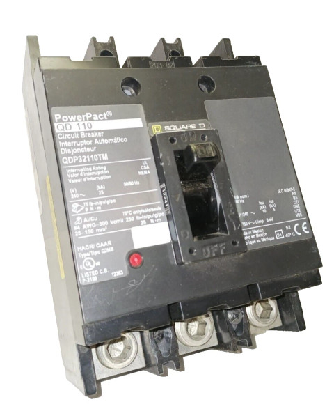 SQUARE D POWERPACT 110 AMP CIRCUIT BREAKER 3 POLE 240 VAC QDP32110TM
