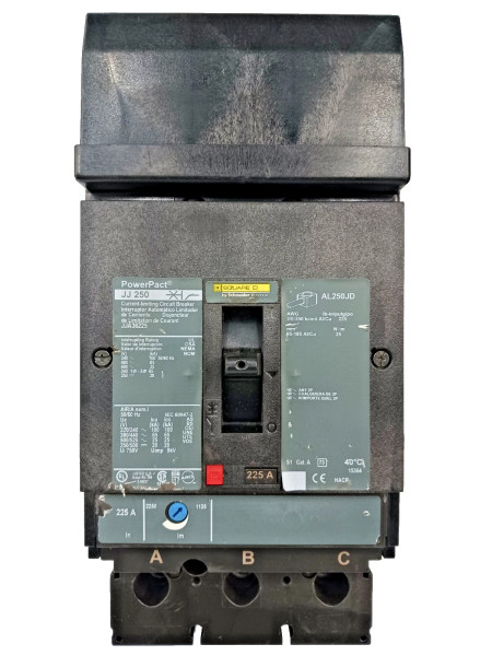 Square D PowerPacT 225 Amp I-Line Circuit Breaker 3 Pole 600 VAC JJA36225