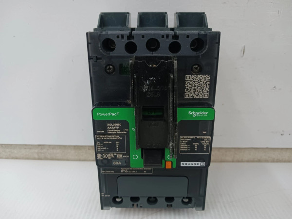 Square D PowerPact 80 Amp Circuit Breaker 3 Pole 600Y/347 VAC BDL36080AASAYP