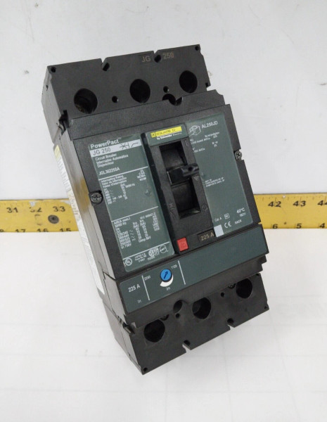SQUARE D POWERPACT 225 AMP CIRCUIT BREAKER 600 VAC / 250 VDC 3 POLE JGL36225SA