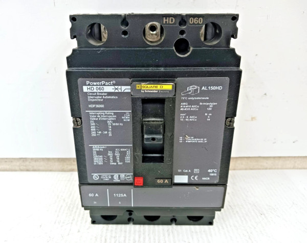 Square D PowerPact 60 Amp Circuit Breaker 3 Pole 600 VAC / 250 VDC HDP36060