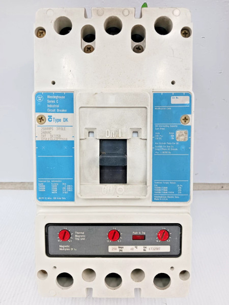 Westinghouse 250 Amp Circuit Breaker 3 Pole 240 VAC 65kA DK3250 W/ 250 Amp Trip