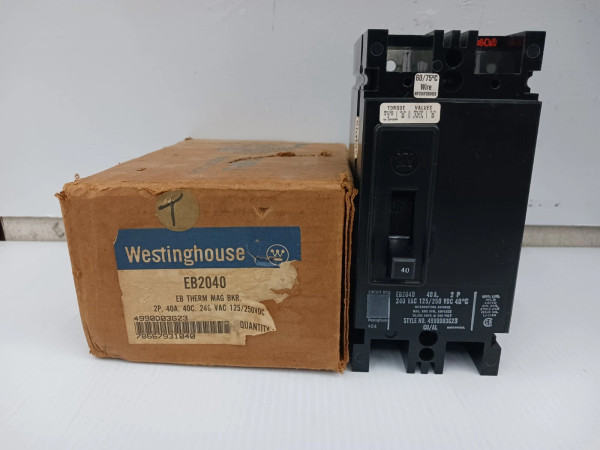 Westinghouse 40 Amp Circuit Breaker 2 Pole 240 VAC / 250 VDC 10kA EB2040