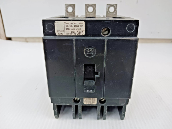 Westinghouse 20 Amp Bolt-On Circuit Breaker 3 Pole 480Y/277 VAC 65kA GHB3020