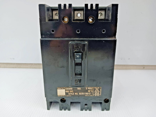 WESTINGHOUSE 90 AMP CIRCUIT BREAKER 3 POLE 480 VAC EH3090