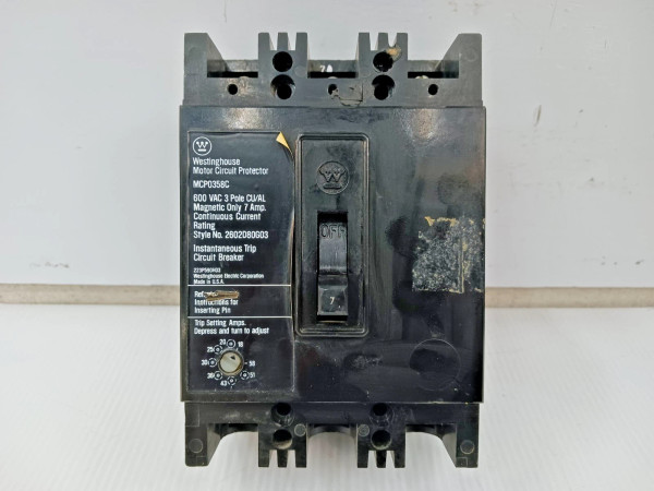 Westinghouse 7 Amp Motor Circuit Protector 3 Pole 600 VAC MCP0358C