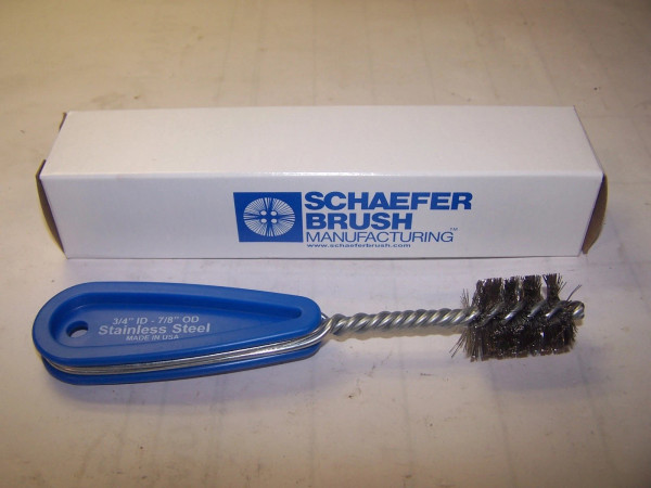 NEW SCHAEFER BRUSH 3/4" ID - 7/8" OD STAINLESS STEEL WIRE BRUSH 00948-1 W/HANDLE