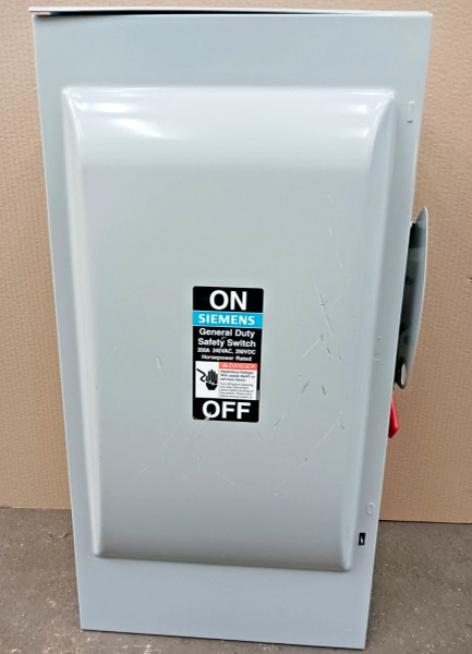 New Siemens 200 Amp Non-Fused Safety Disconnect Switch 3 Pole 240 VAC 3R GNF324R