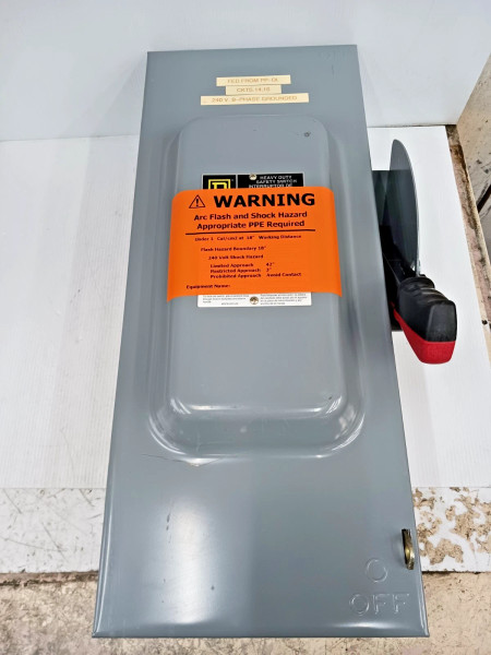 Square D 100 Amp Non-Fusible Safety Switch 3 Pole 600V AC/DC HU363