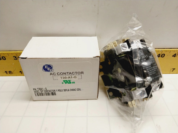 New EEC 30 Amp Contactor 277/240 VAC Single Phase 3 HP 24V Coil T30-A1-G