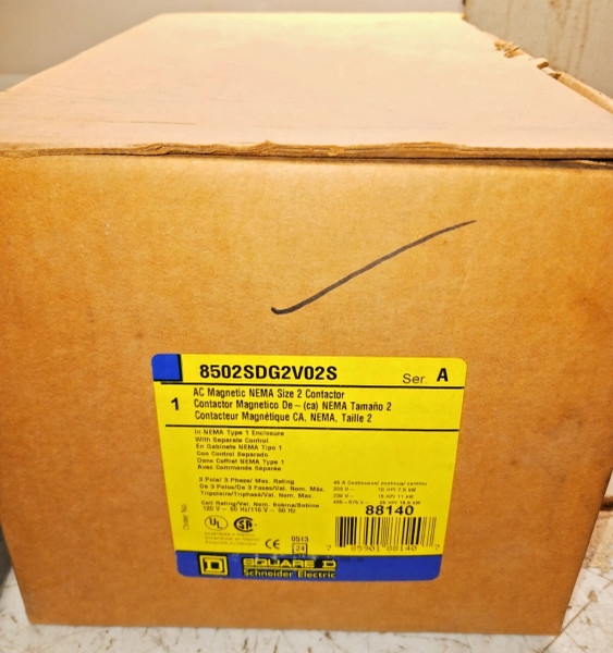 New Square D Size 2 Enclosed Motor Contactor 120V Coil 8502SDG2V02S / 8502SDG2S