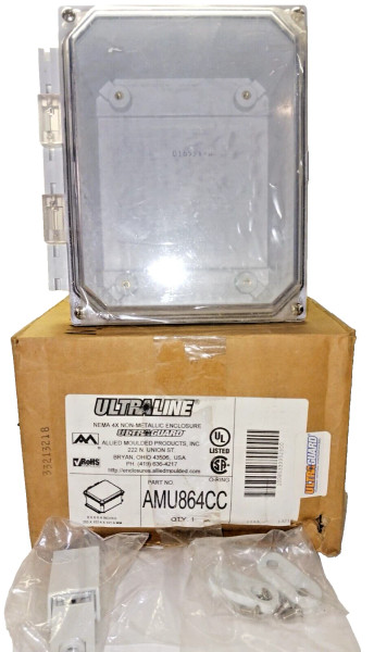 NEW ULTRALINE NEMA 4X ENCLOSURE 8"X6"X4" AMU864CC