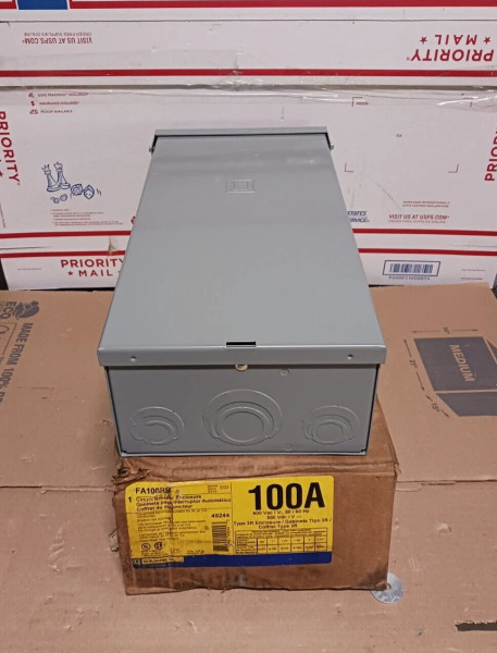 NEW SQUARE D FA100RB 100 AMP TYPE 3R CIRCUIT BREAKER ENCLOSURE 600 VAC 500 VDC