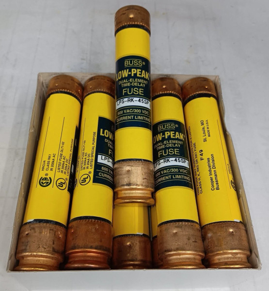 Box Of 10) New Cooper Bussmann 45 Amp Fuse Class RK5 600 VAC LPS-RK-45SP