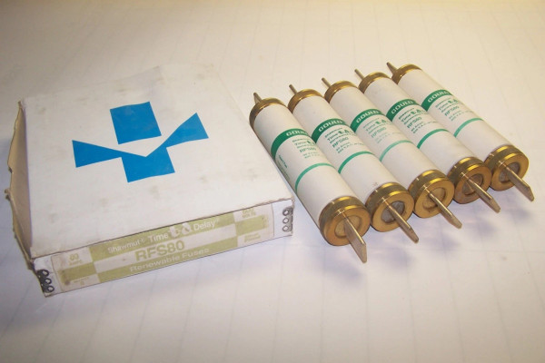 5) NEW GOULD SHAWMUT 80 AMP 600 VAC TIME-DELAY RENEWABLE FUSE RFS80