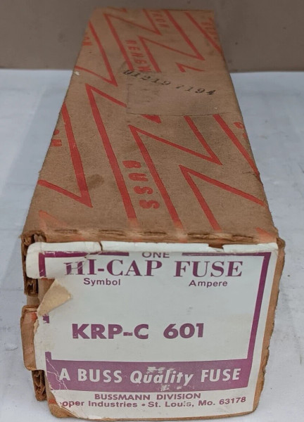 NEW COOPER 601 AMP HI-CAP FUSE CLASS L 600 VAC KRP-C-601