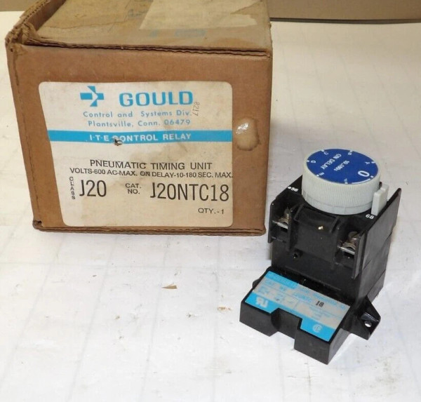 NEW GOULD ITE 10-180 SECOND PNEUMATIC TIMING CONTROL RELAY 600 VAC J20NTC18