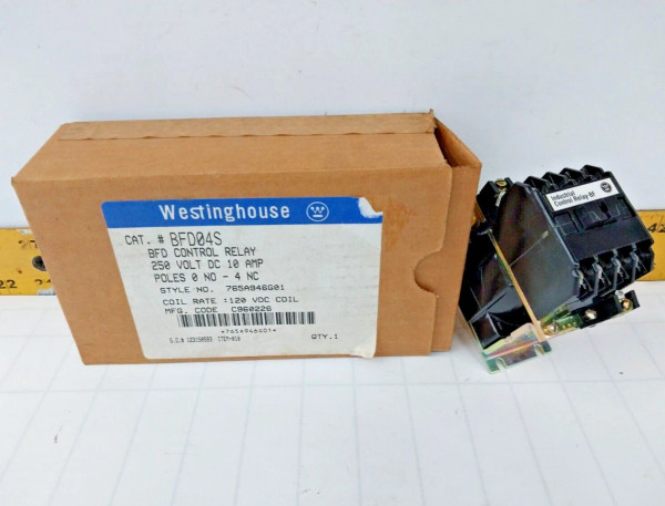 NEW WESTINGHOUSE BFD CONTROL RELAY 10 AMP 250 VDC MAX 120 VDC COIL BFD04S