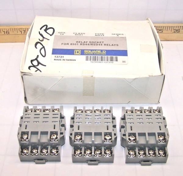 3) New Square D Relay Sockets For RS44/RSD44 Relays Class 8501 Type NR34