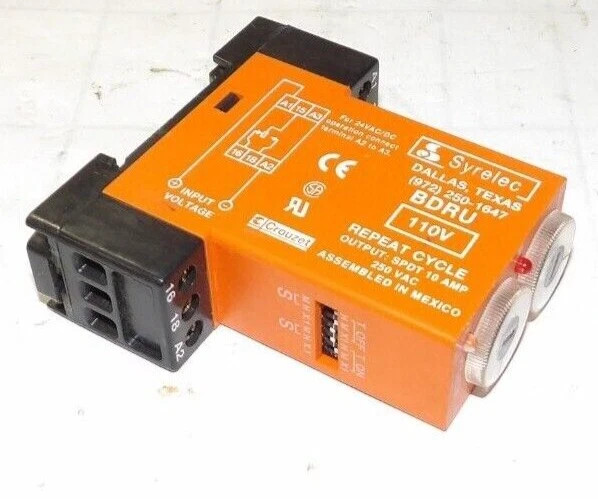 CROUZET SYRELEC BDRU TIMING RELAY 10 AMP 250 VAC SPDT BDRU-110A