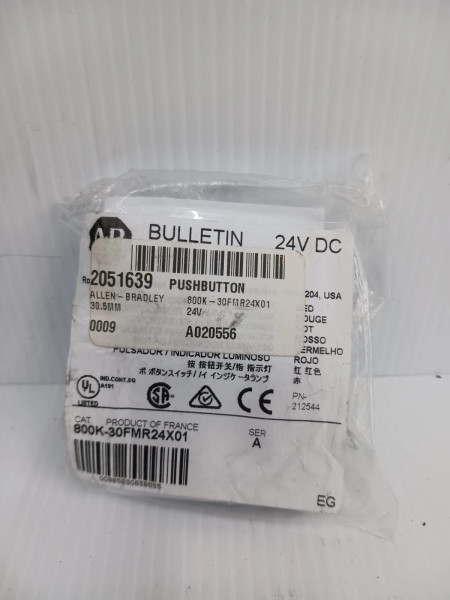 New Allen Bradley 800K-30FMR24X01 Pushbutton / Transformer E-Stop 24v