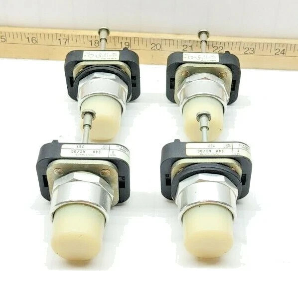 4) Allen-Bradley White Push To Test Pilot Lights 24V AC/DC 800T-QT24