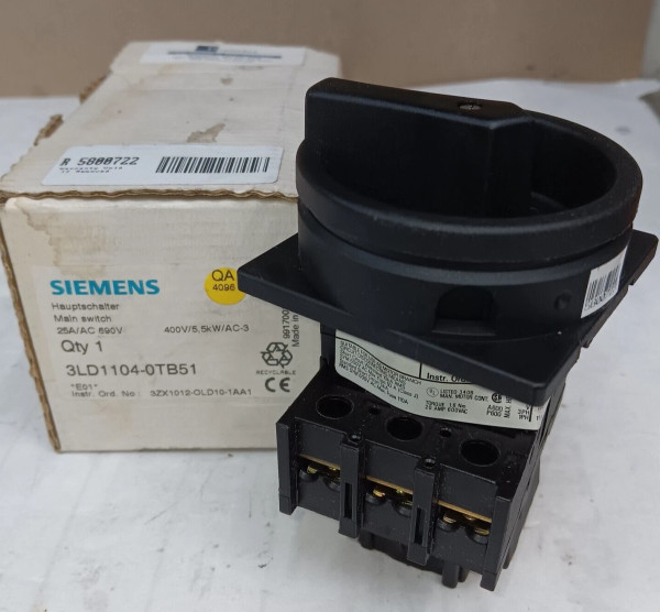 NEW SIEMENS 3LD1104-0TB51 25 AMP MAIN SWITCH 690 VAC