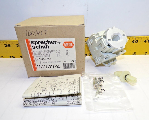 NEW SPRECHER+SCHUH 25 AMP ON-OFF CAM SWITCH 600 VAC LA2-25-1752 / 14.118.317-52